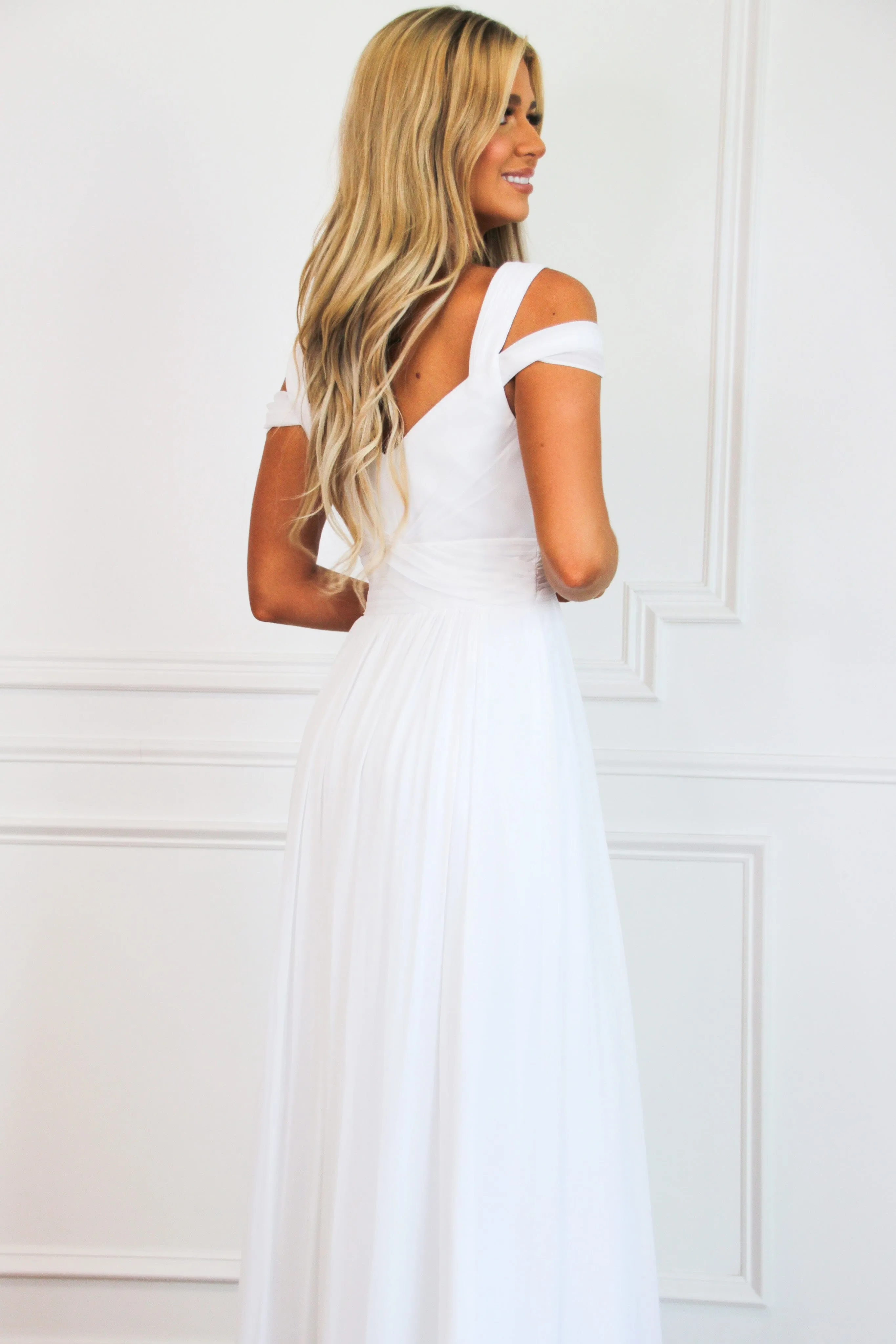 Winnie Chiffon Formal Dress: White sold by Bella and Bloom product image thumbnail 3