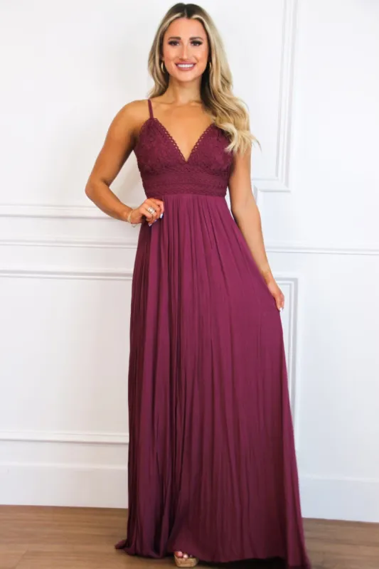Free As a Bird Maxi Dress: Plum sold by Bella and Bloom
