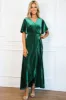 Winter Wonders Velvet Wrap Maxi Dress: Emerald sold by Bella and Bloom