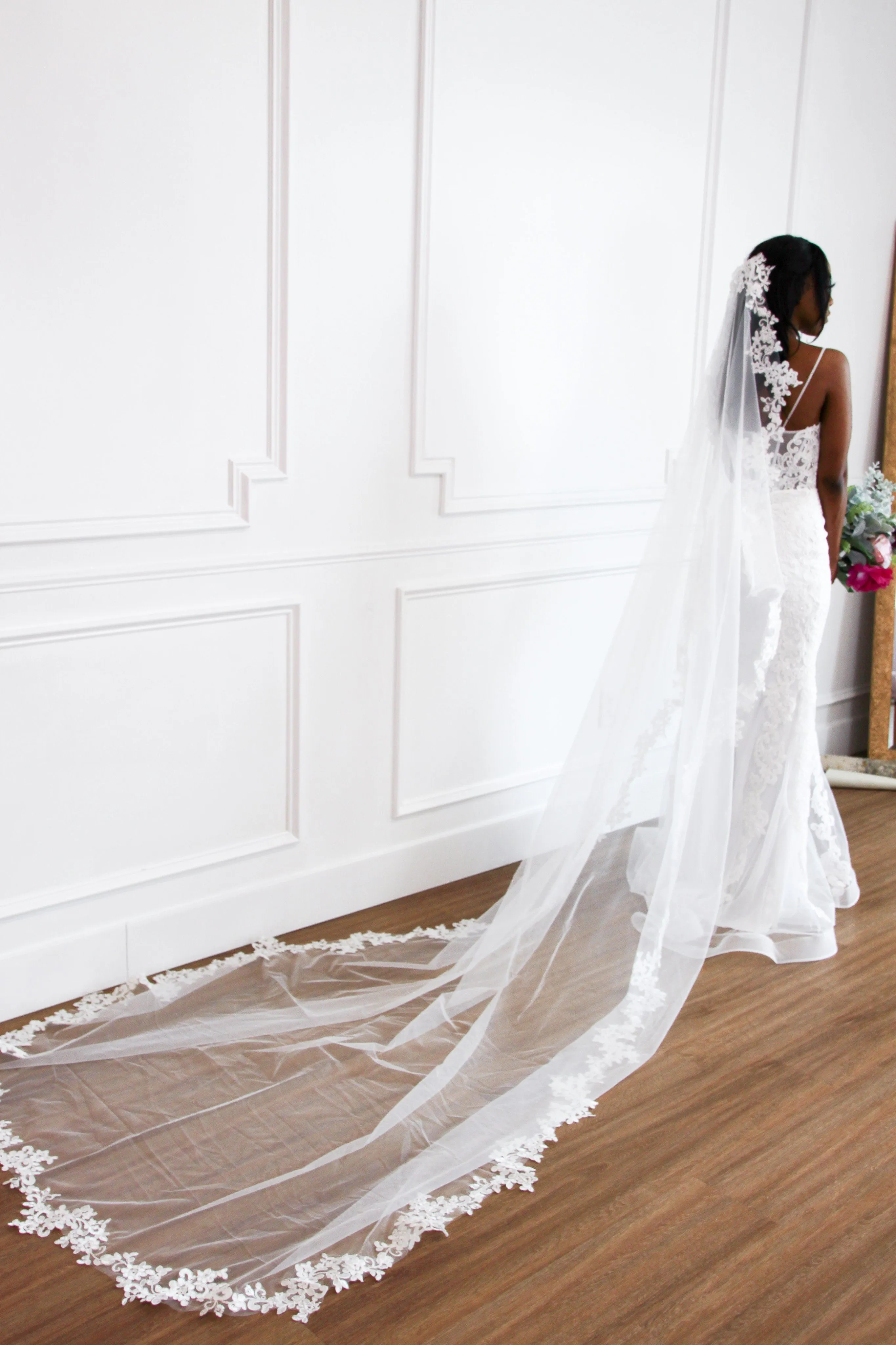 Covered in Lace Wedding Cathedral Veil: Off White sold by Bella and Bloom product image thumbnail 2