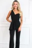 Emersyn One Shoulder Ruffle Jumpsuit: Black sold by Bella and Bloom