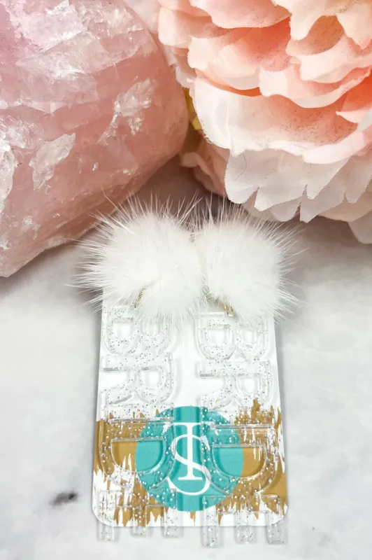 BRIDE Earrings - TAYLOR SHAYE: Clear Glitter/White made by Bella and Bloom