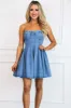 Berkeley Strapless Denim Bustier Dress: Blue sold by Bella and Bloom