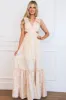 Floral Fantasy Ruffle Cutout Maxi Dress: Light Pink sold by Bella and Bloom