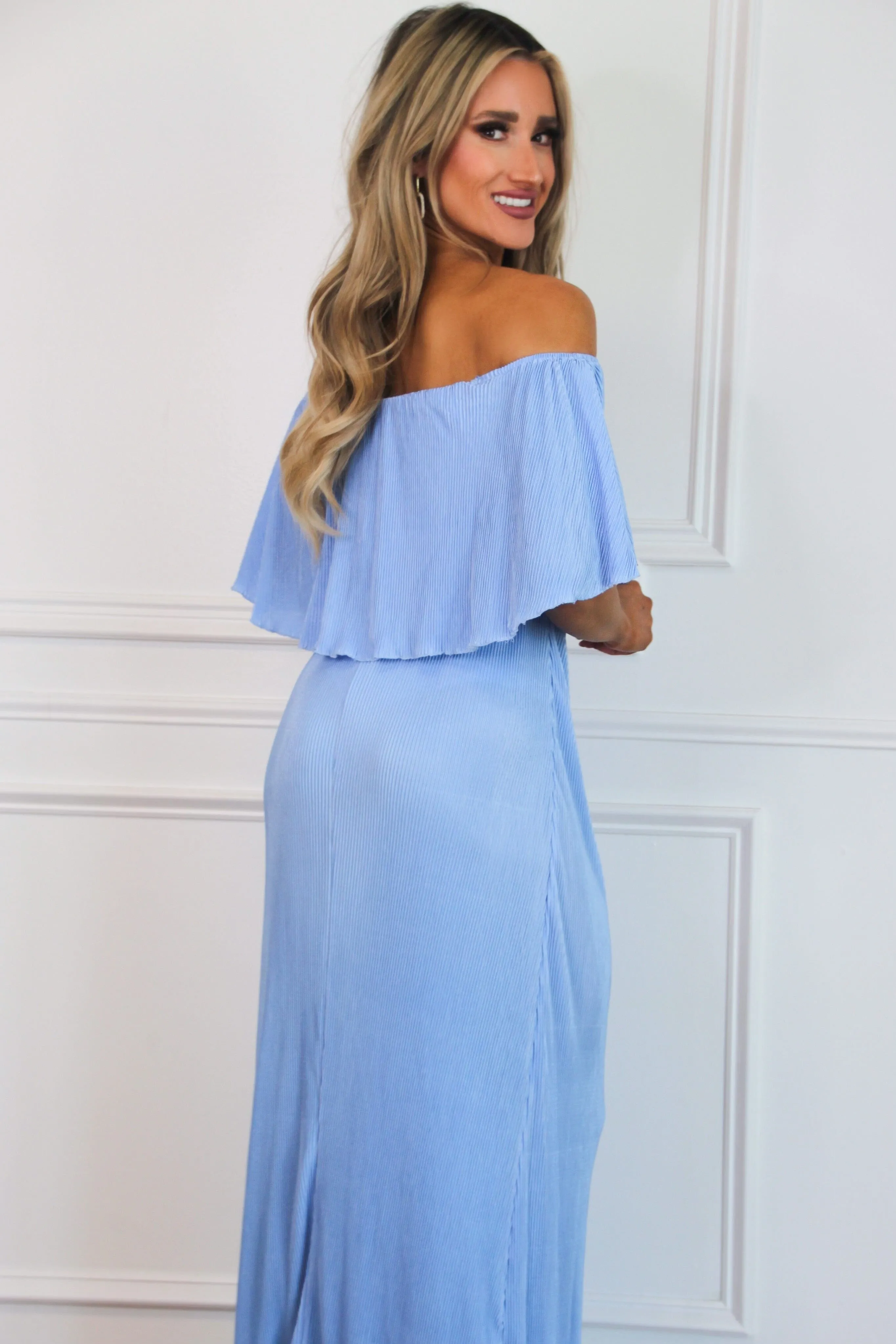 Let It Be Beautiful Pleated Maxi Dress: Periwinkle sold by Bella and Bloom product image thumbnail 3