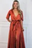 Raleigh Satin Maxi Dress: Rust sold by Bella and Bloom