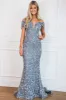 Stardust Sequin Off Shoulder Formal Dress: Dusty Blue sold by Bella and Bloom