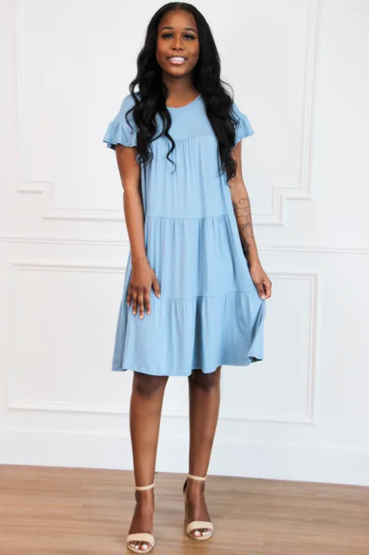 Back With You Dress: Dusty Blue sold by Bella and Bloom