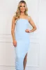 Harmony Ruched Midi Dress: Light Blue sold by Bella and Bloom