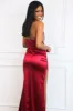 Add a Little Sparkle Rhinestone Satin Maxi Dress: Dark Red sold by Bella and Bloom
