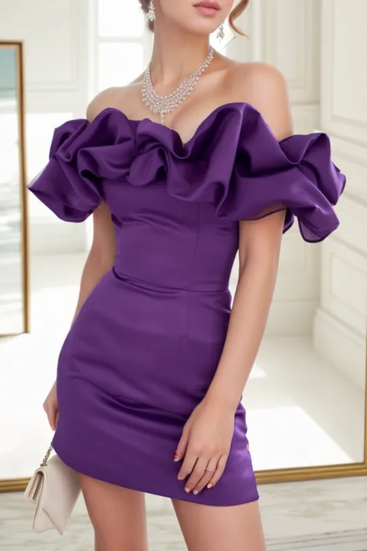 Sheath-Column Short-Mini Satin Homecoming Dresses CS0516 sold by Cocomelody