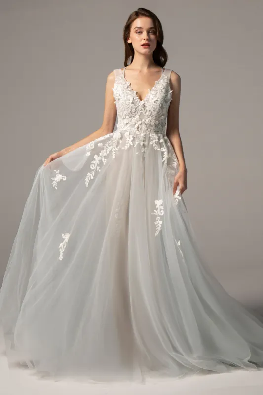 A-Line Court Train Tulle Wedding Dress CW2325CR made by Cocomelody