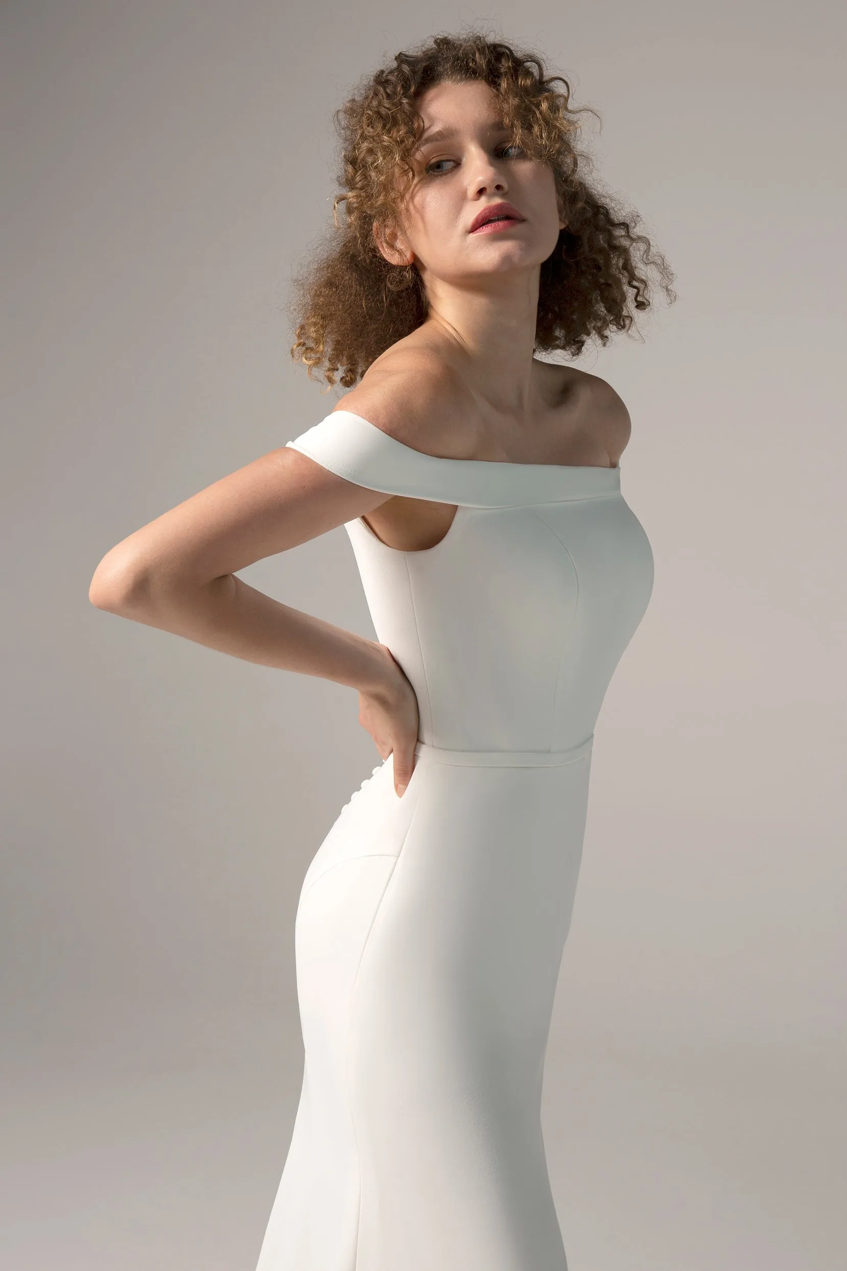 Trumpet-Mermaid Court Train Knitted Fabric Wedding Dress CW2366 sold by Cocomelody product image thumbnail 5