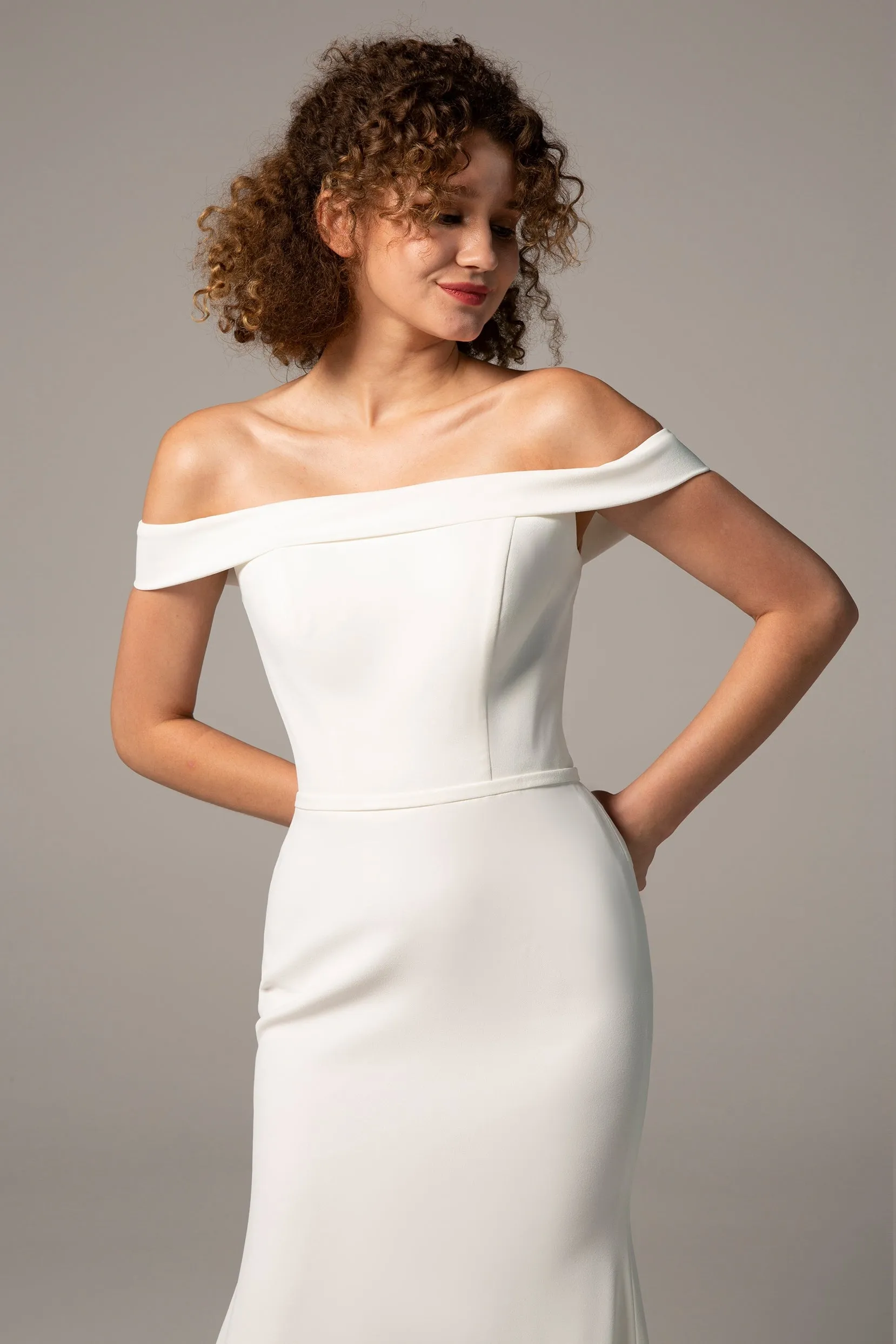 Trumpet-Mermaid Court Train Knitted Fabric Wedding Dress CW2366 sold by Cocomelody product image thumbnail 3