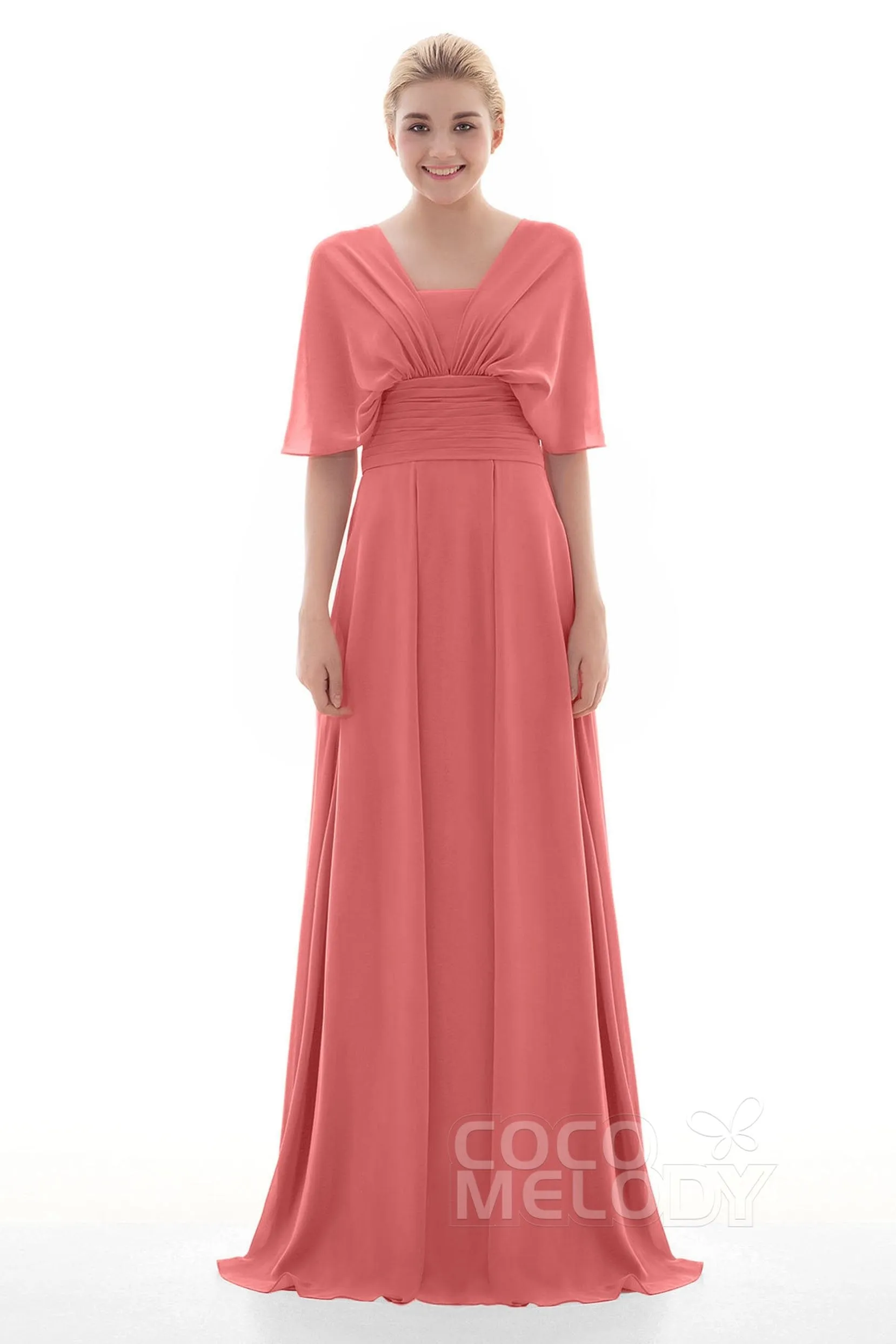 Sheath Floor Length Chiffon Bridesmaid Dress JOZF15001 sold by Cocomelody product image thumbnail 4