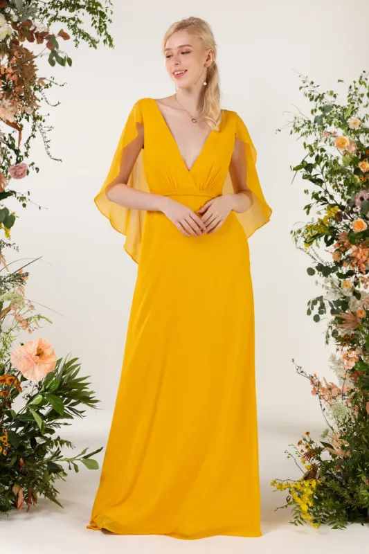 Sheath Sweep-Brush Train Chiffon Bridesmaid Dress CB0468 sold by Cocomelody