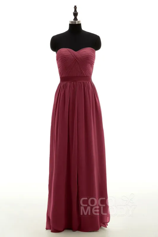 Sheath-Column Floor Length Chiffon Bridesmaid Dress NB3312 sold by Cocomelody