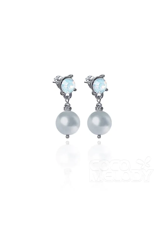 Elegant Alloy Wedding Earrings with Pearl and Opal HG18009 sold by Cocomelody
