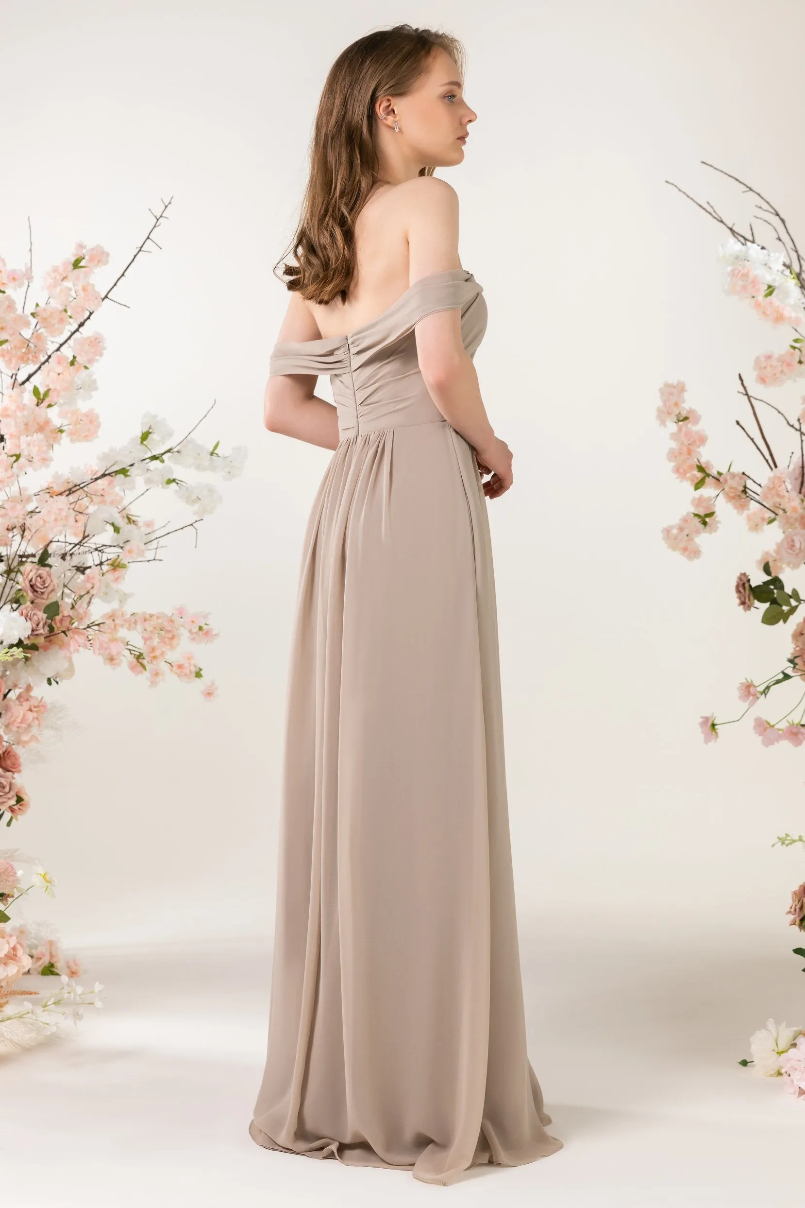 A-Line Sweep-Brush Train Chiffon Bridesmaid Dress CB0454 sold by Cocomelody product image thumbnail 4