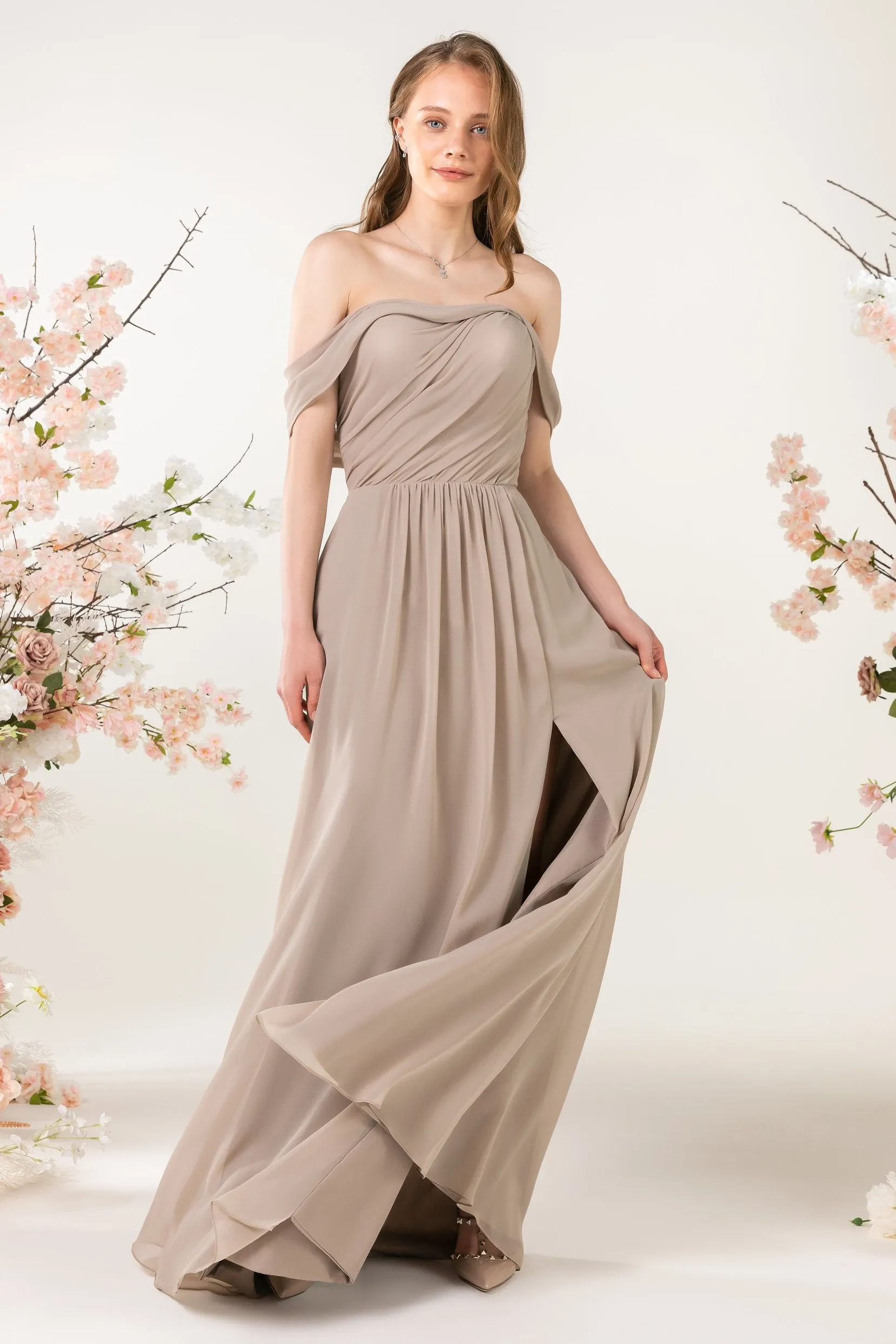 A-Line Sweep-Brush Train Chiffon Bridesmaid Dress CB0454 sold by Cocomelody