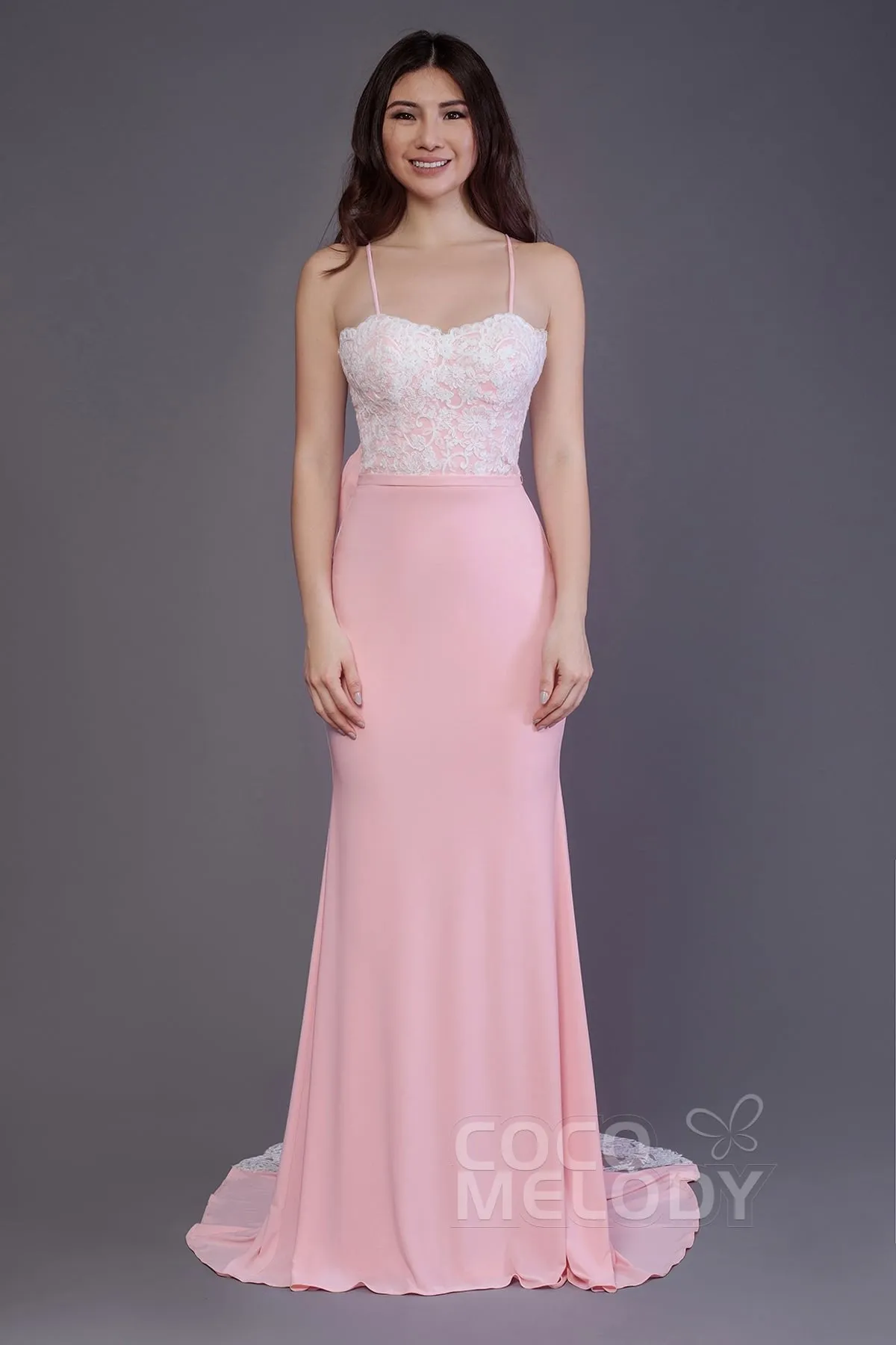 Mermaid Sweep Train Knitted Fabric Bridesmaid Dress PR3565 sold by Cocomelody product image thumbnail 3