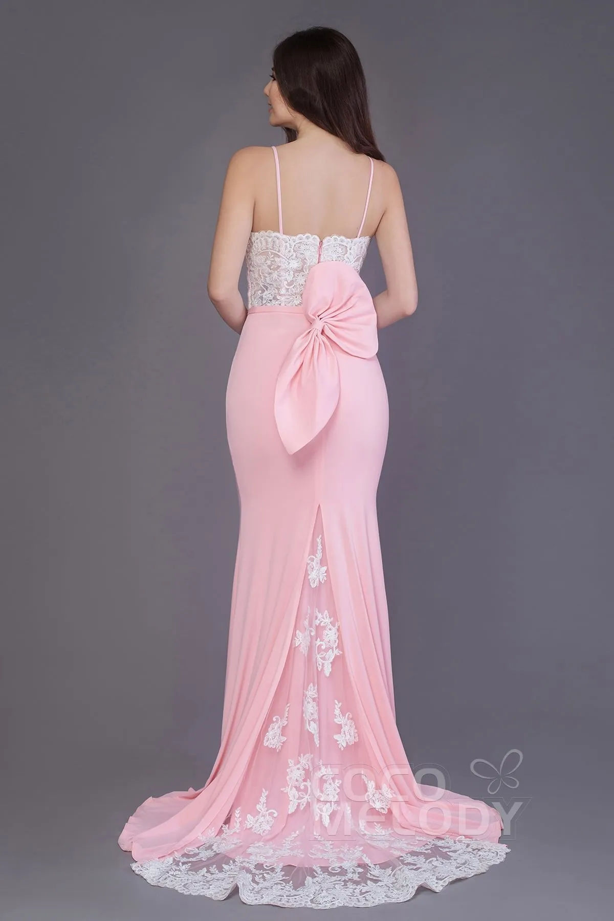 Mermaid Sweep Train Knitted Fabric Bridesmaid Dress PR3565 sold by Cocomelody product image thumbnail 2