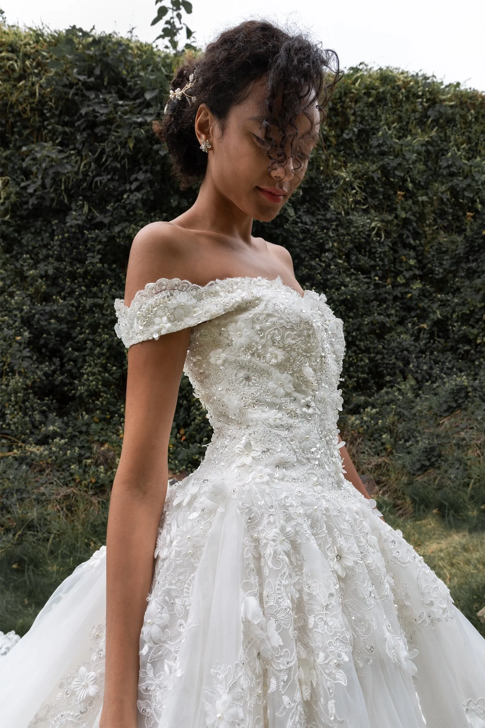 Princess Cathedral Train Tulle and Lace Wedding Dress LD4349 sold by Cocomelody product image thumbnail 3