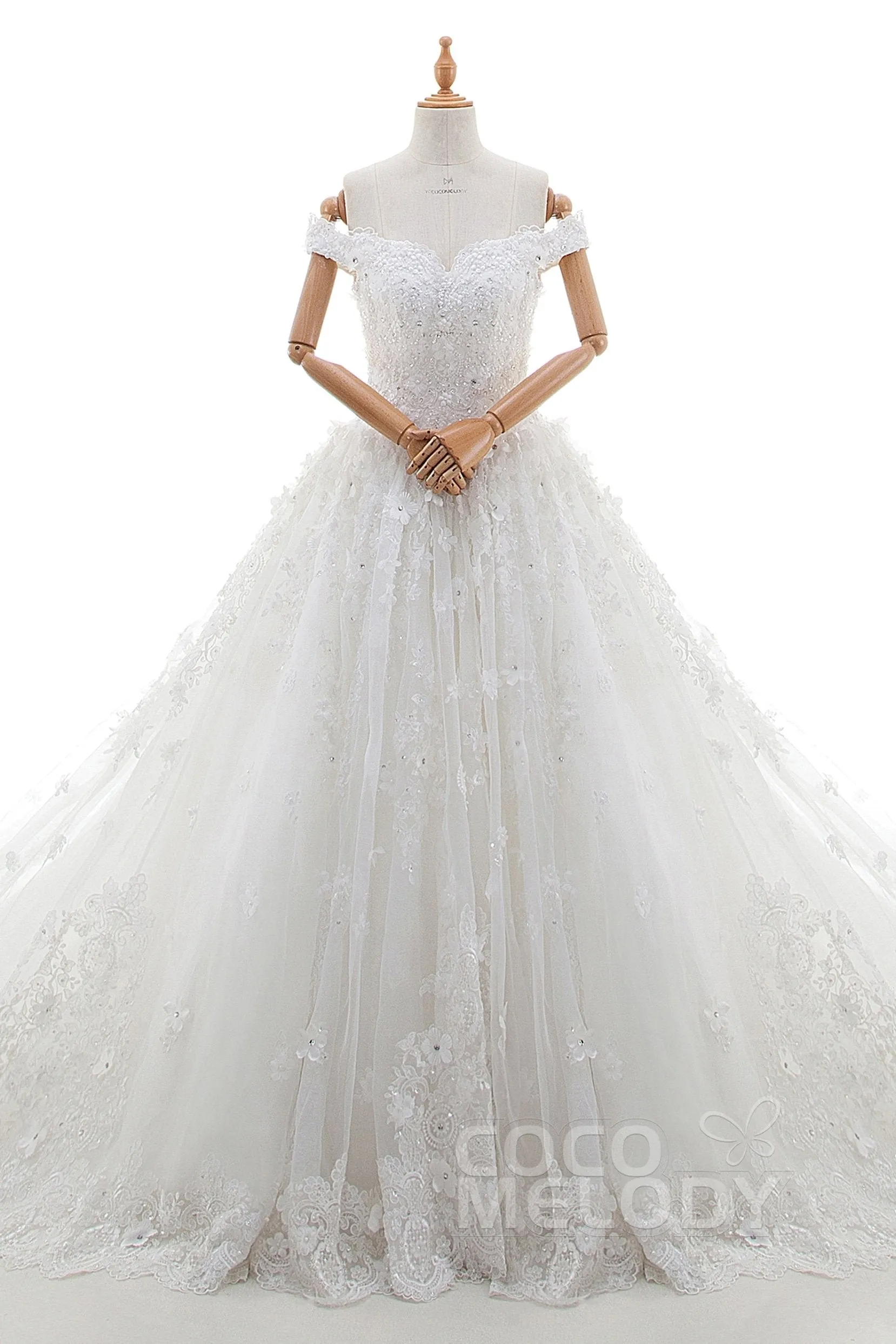 Princess Cathedral Train Tulle and Lace Wedding Dress LD4349 sold by Cocomelody product image thumbnail 4