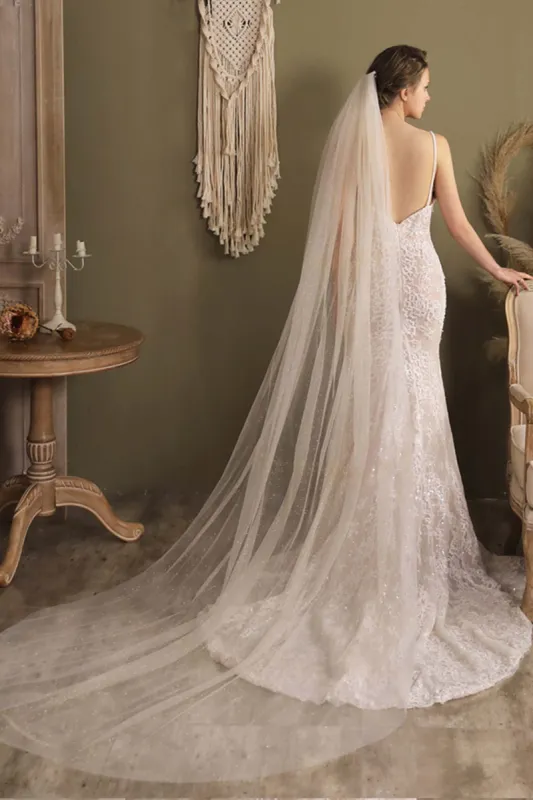 One-tier Cut Edge Tulle Cathedral Veils CV0296 sold by Cocomelody