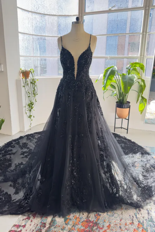 A-Line Cathedral Train Lace Tulle Wedding Dress CW3006 sold by Cocomelody