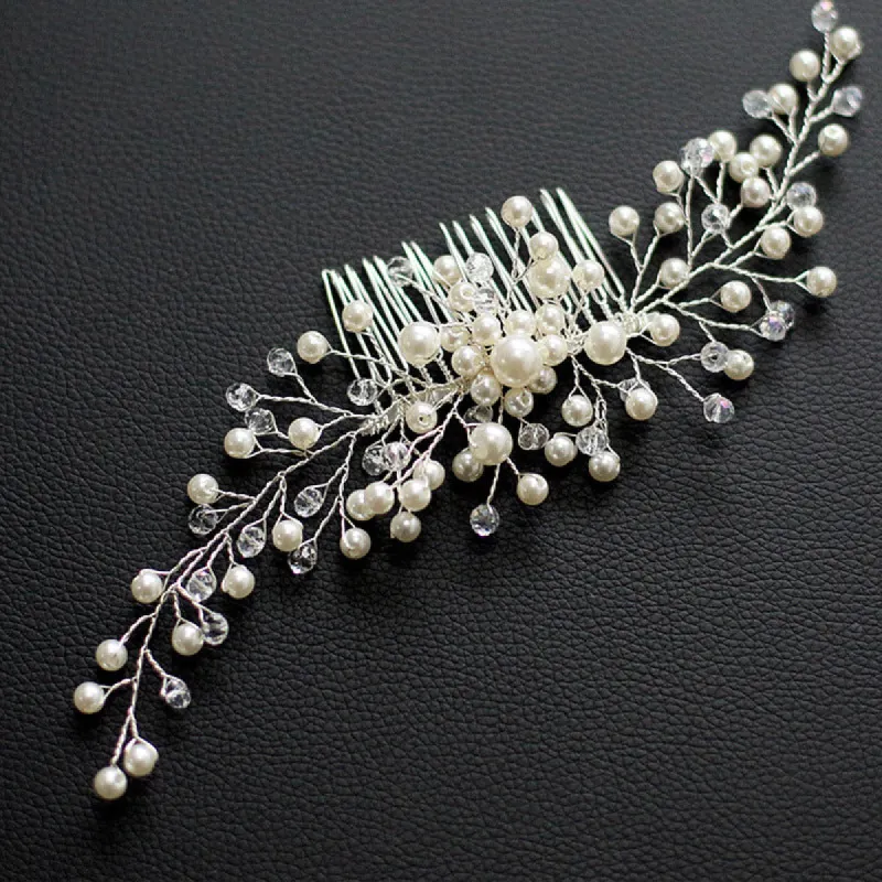 Bridal handmade hair accessories pearl comb 591834062390 sold by Cocomelody