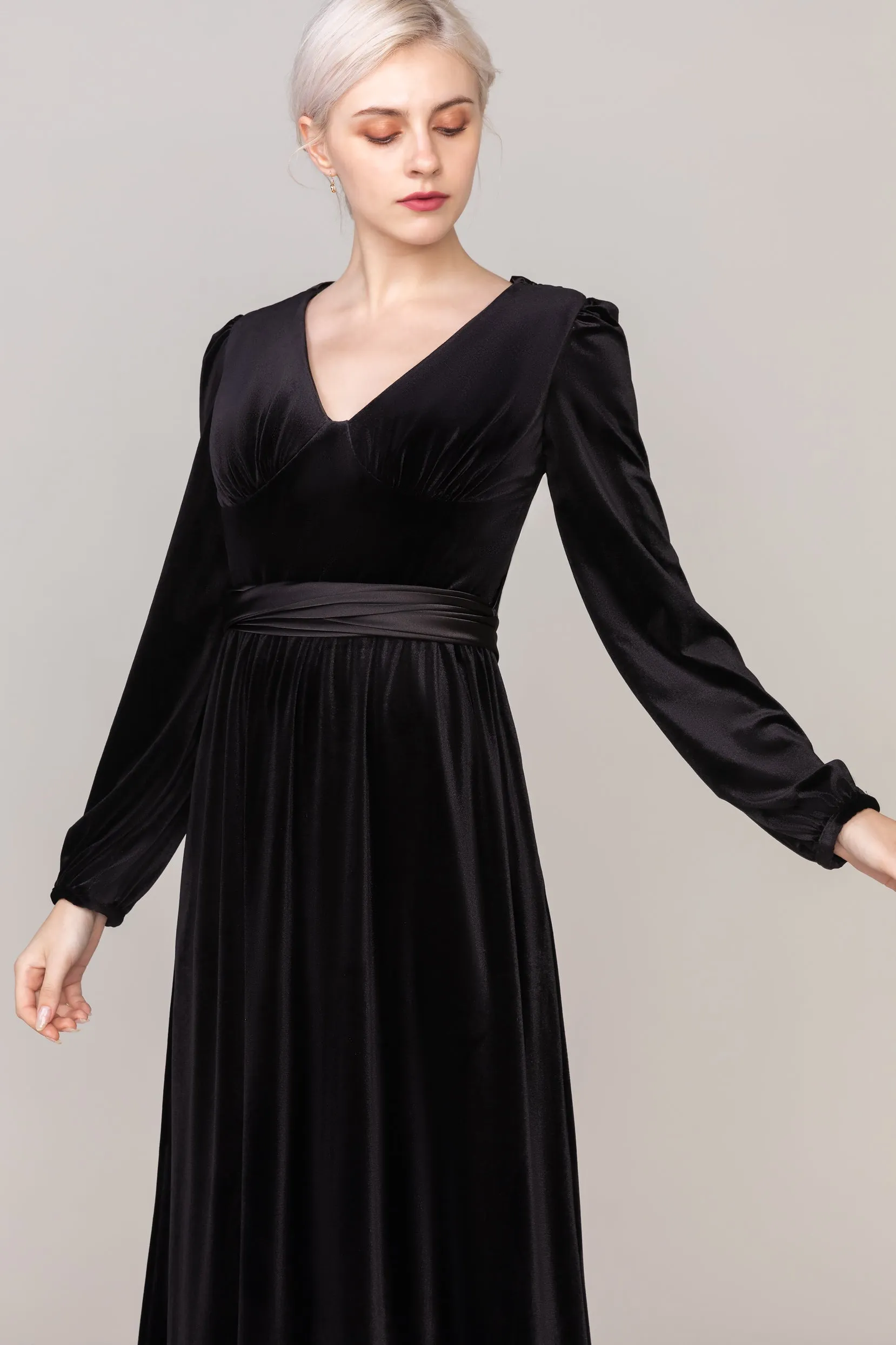 Sheath-Column Floor Length Velvet Dress CS0332 sold by Cocomelody product image thumbnail 4