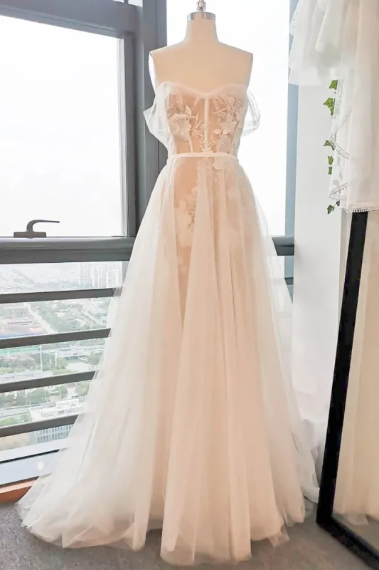 Sheath Sweep-Brush Train Lace Tulle Wedding Dress CW2747 sold by Cocomelody