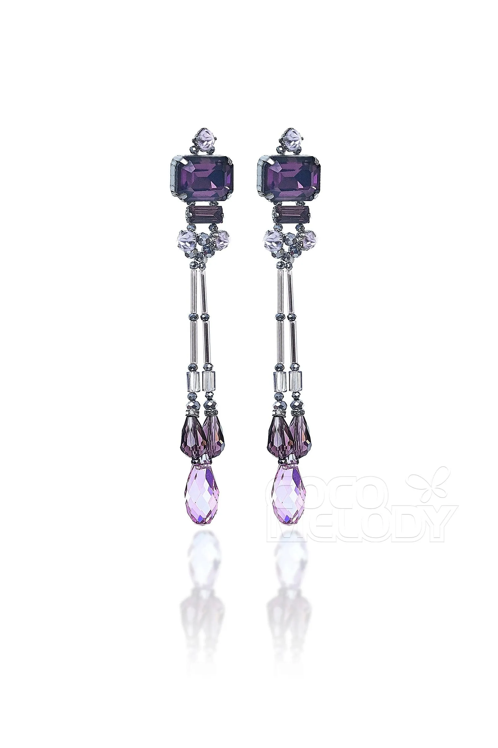 Modern Zircon Wedding Earrings with Jewel Beading HG18014 sold by Cocomelody product image thumbnail 3