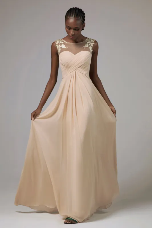 A-Line Floor Length Chiffon Bridesmaid Dress CB0397 sold by Cocomelody