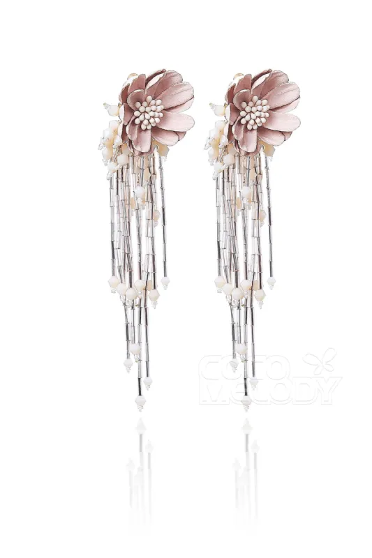 Cute Flower Wedding Earrings with Beading HG18001 sold by Cocomelody