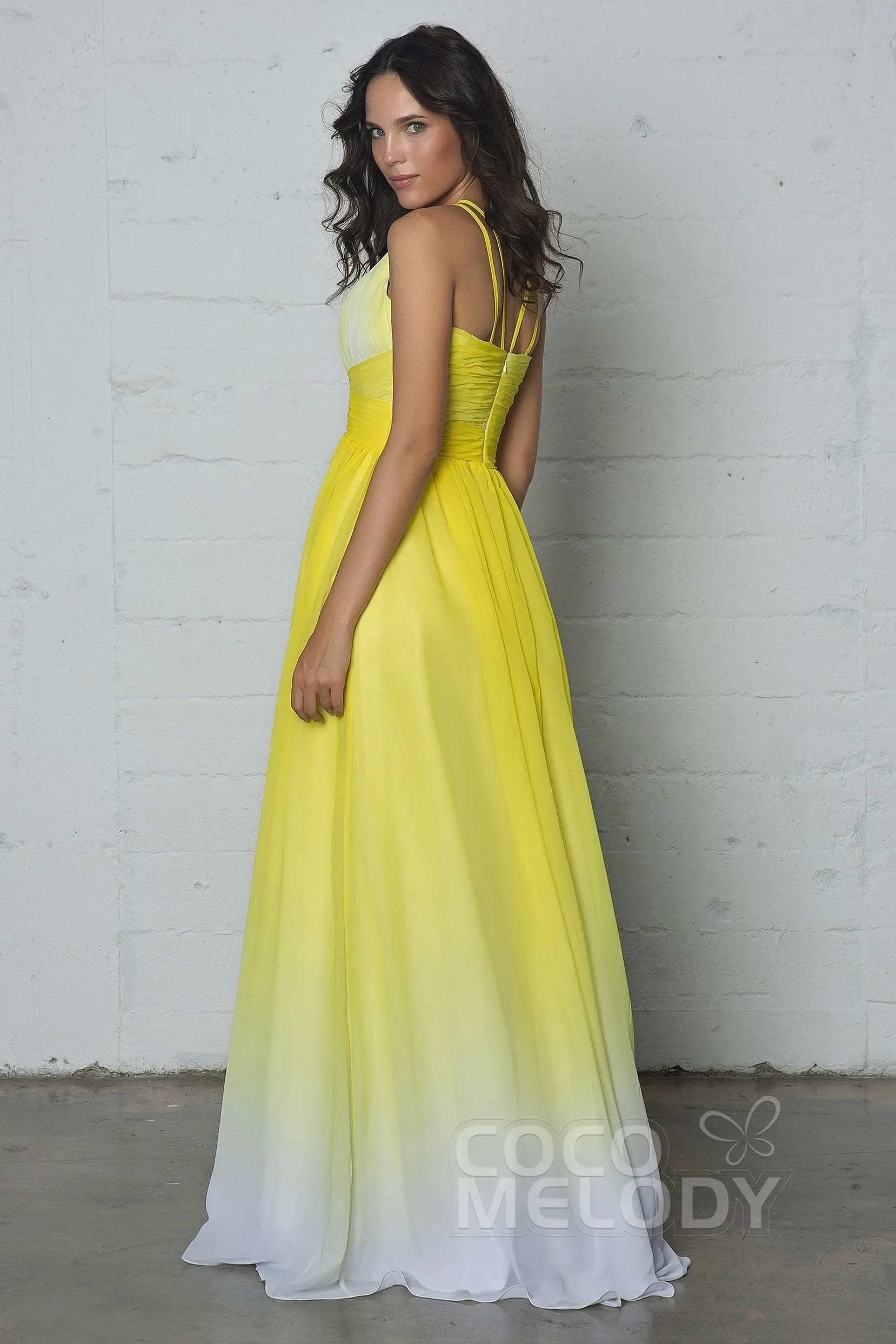 Sheath-Column Floor Length Chiffon Ombre Dress COZF17008 sold by Cocomelody product image thumbnail 2