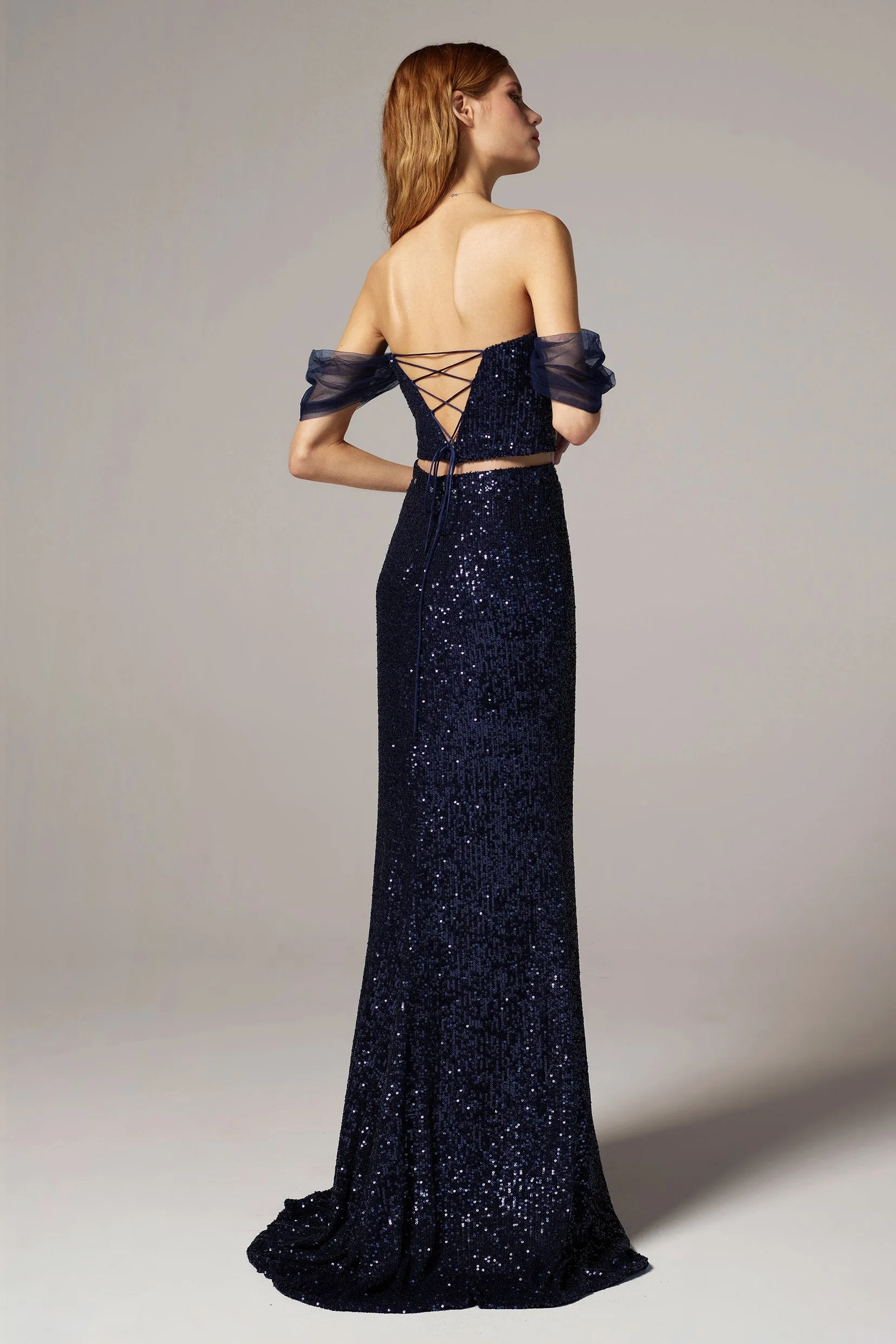 Trumpet-Mermaid Floor Length Sequined Dress CS0299 sold by Cocomelody product image thumbnail 2