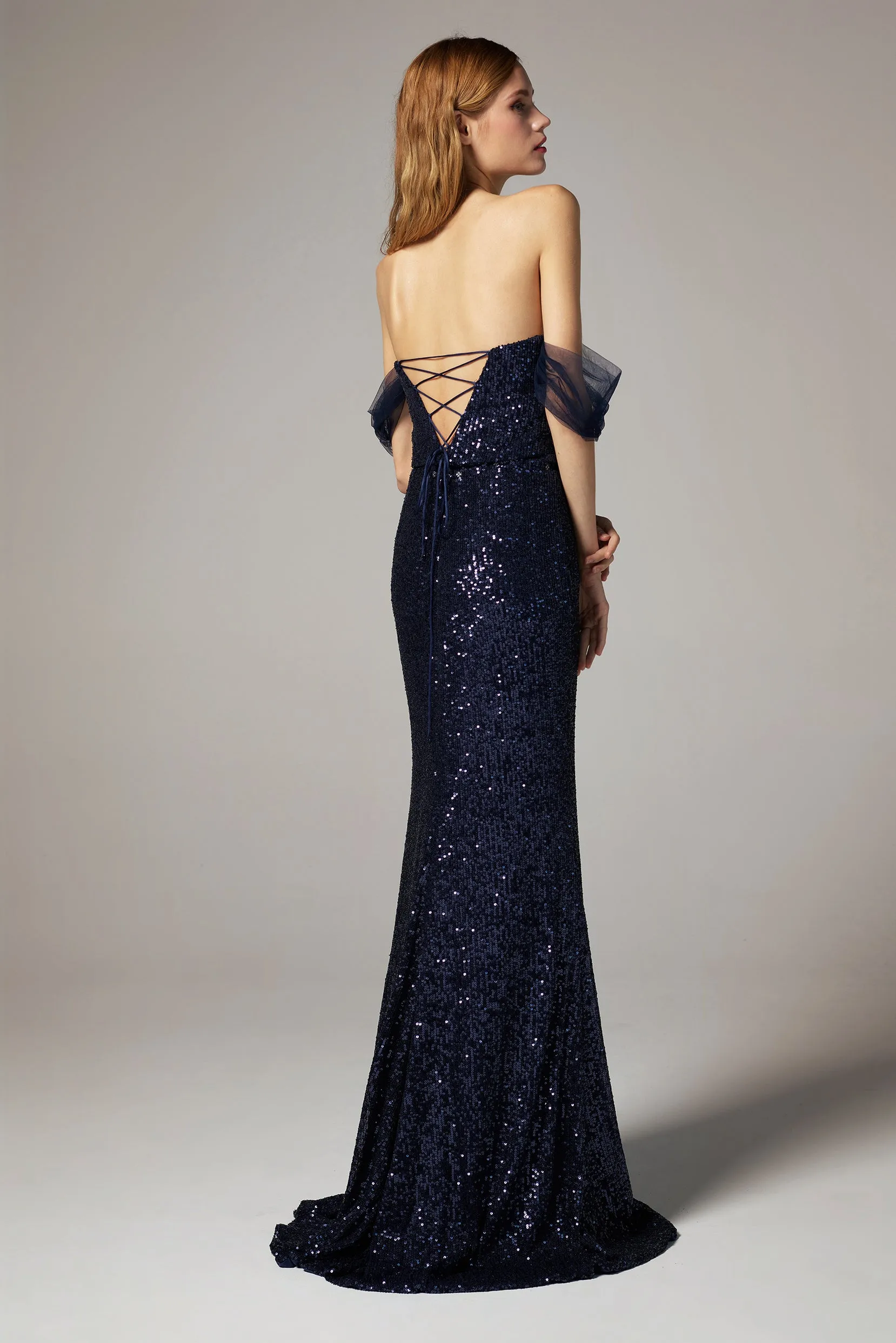 Trumpet-Mermaid Floor Length Sequined Dress CS0299 sold by Cocomelody product image thumbnail 4