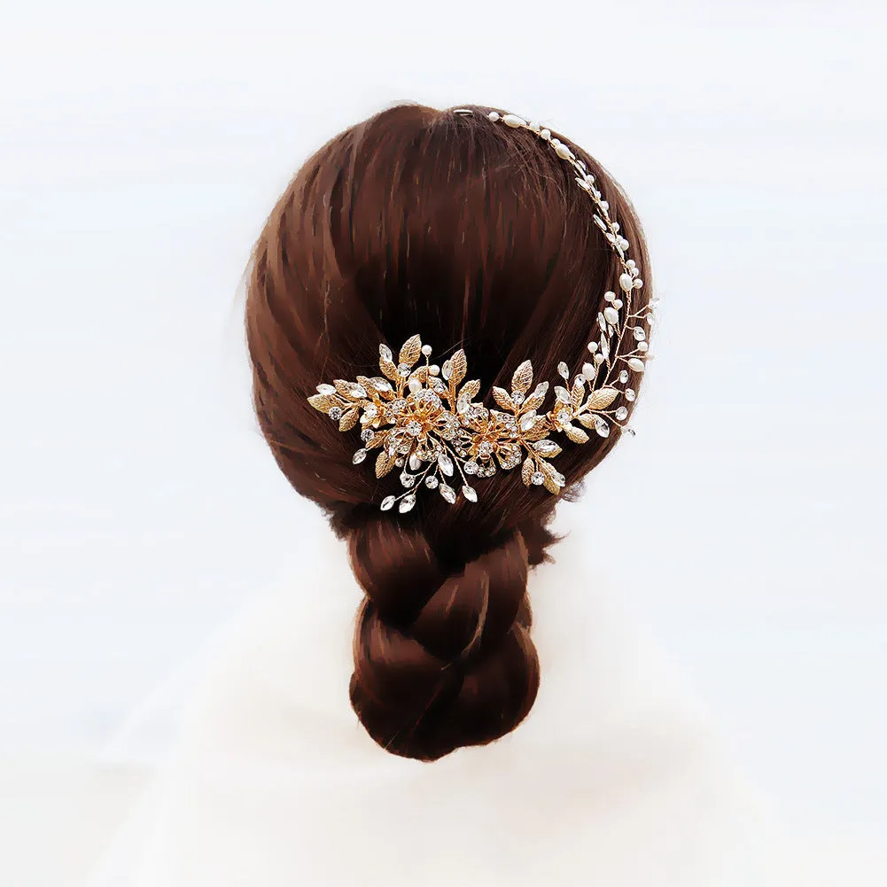 Hollow flower Pearl hair comb vintage gold hair comb 625233072059 sold by Cocomelody product image thumbnail 2
