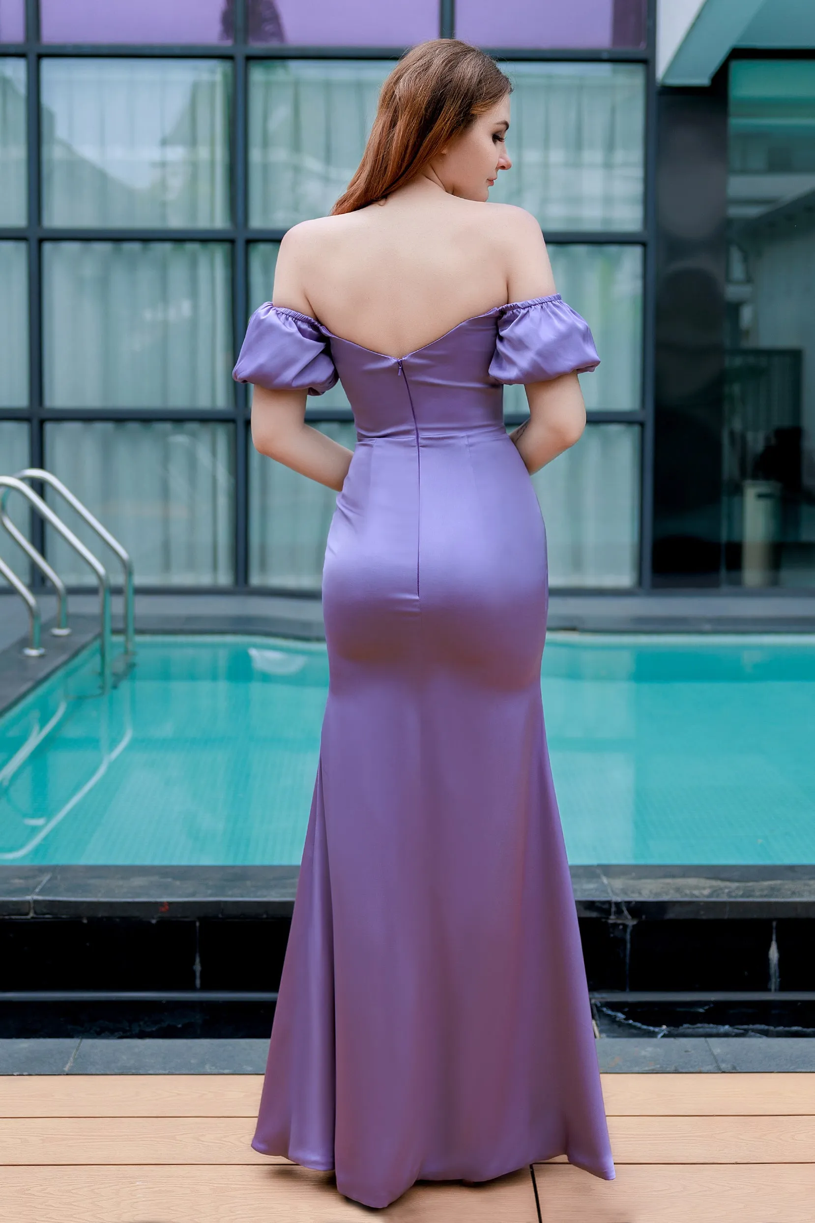 Sheath-Column Floor Length Luxe Satin Bridesmaid Dress CB0712 sold by Cocomelody product image thumbnail 2