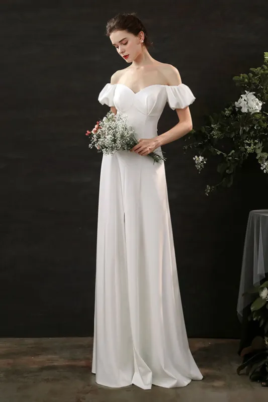 Sheath Floor Length Elastic Cloth Wedding Dress CW2690 sold by Cocomelody