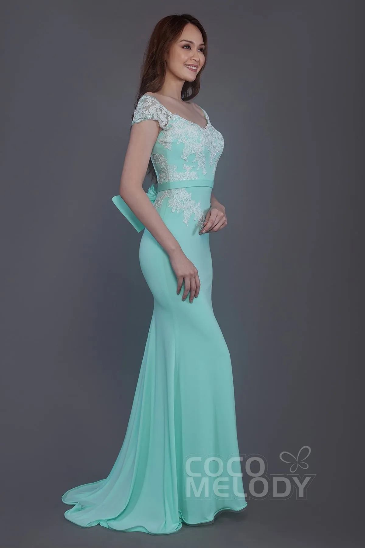 Trumpet Sweep Train Knitted Fabric Bridesmaid Dress PR3562 sold by Cocomelody product image thumbnail 5