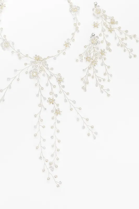 Crystals Pearl Headpiece Earrings Jewelry CY0055 sold by Cocomelody