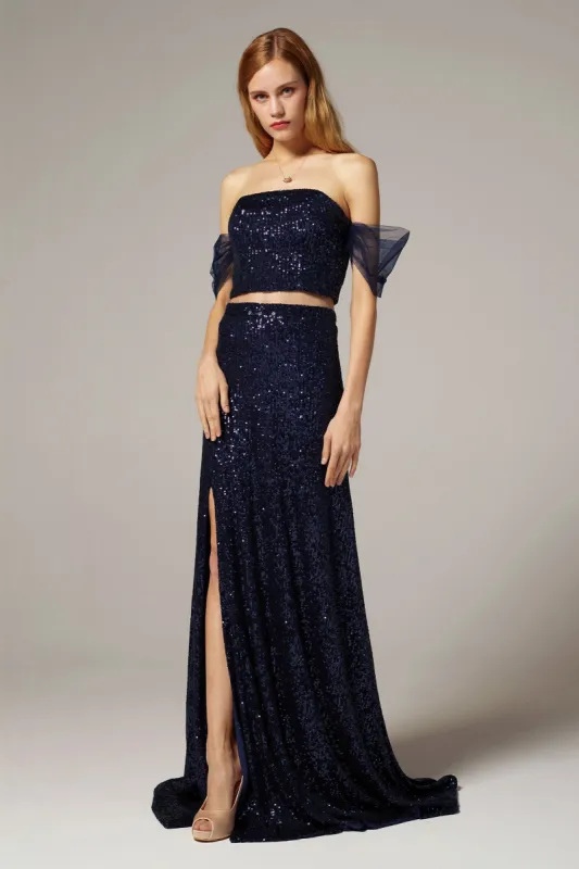 A-Line Floor Length Sequined Dress CS0297 sold by Cocomelody