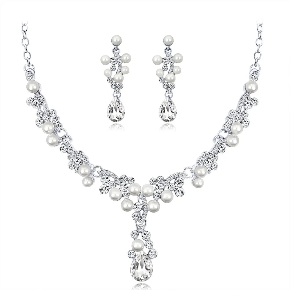Bridal Necklace set Wedding matching earrings necklace jewelry two-piece jewelry set 574810894603 sold by Cocomelody product image thumbnail 5