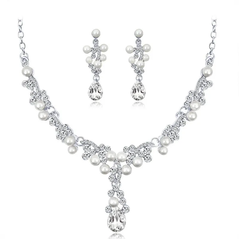 Bridal Necklace set Wedding matching earrings necklace jewelry two-piece jewelry set 574810894603 sold by Cocomelody