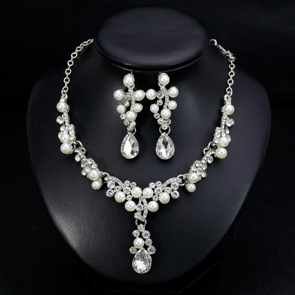 Bridal Necklace set Wedding matching earrings necklace jewelry two-piece jewelry set 574810894603 sold by Cocomelody product image thumbnail 2