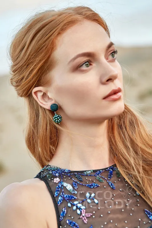 Eye-catching Crochet Wedding Earrings with Jewel HG18004 sold by Cocomelody