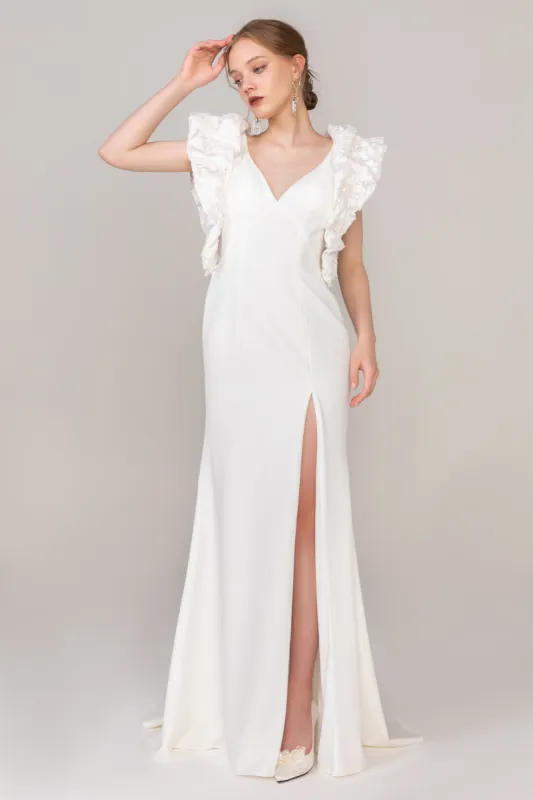 Sheath Sweep-Brush Train Elastic Cloth Wedding Dress CW2426 sold by Cocomelody